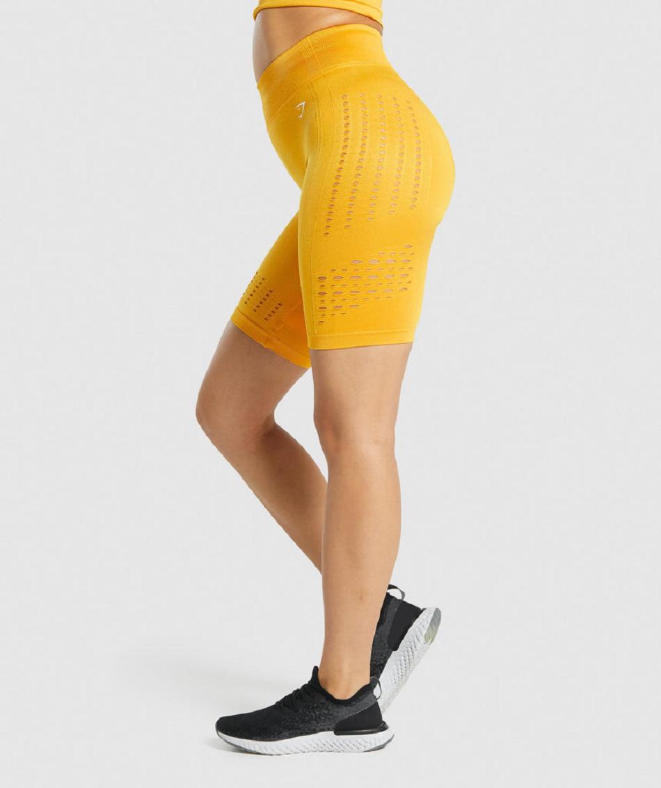 Pantalones Cortos Gymshark Glow Seamless Mujer Amarillo | CO 2780MQZ